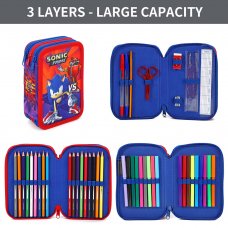 2247/25523: Sonic 3 Zipped Filled Pencil Case